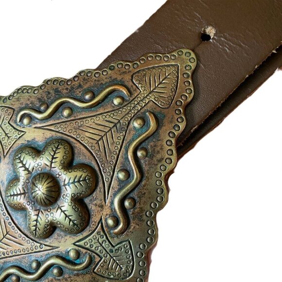 Vintage copper buckle leather belt by Cable Car Clothiers Allen McCarthy - Picture 7 of 15